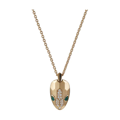 (Women) BVLGARI Serpenti 18K Rose Gold Malachite Pendant Necklace for Women. CL857773-352678