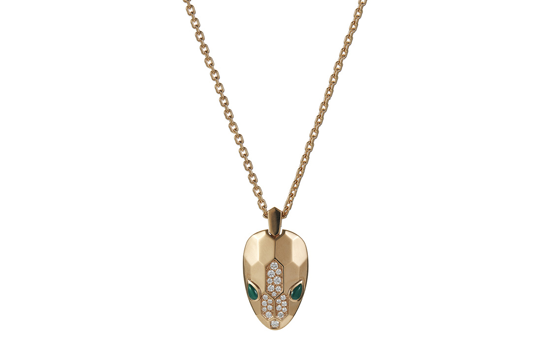 (Women) BVLGARI Serpenti 18K Rose Gold Malachite Pendant Necklace for Women. CL857773-352678 圖 2