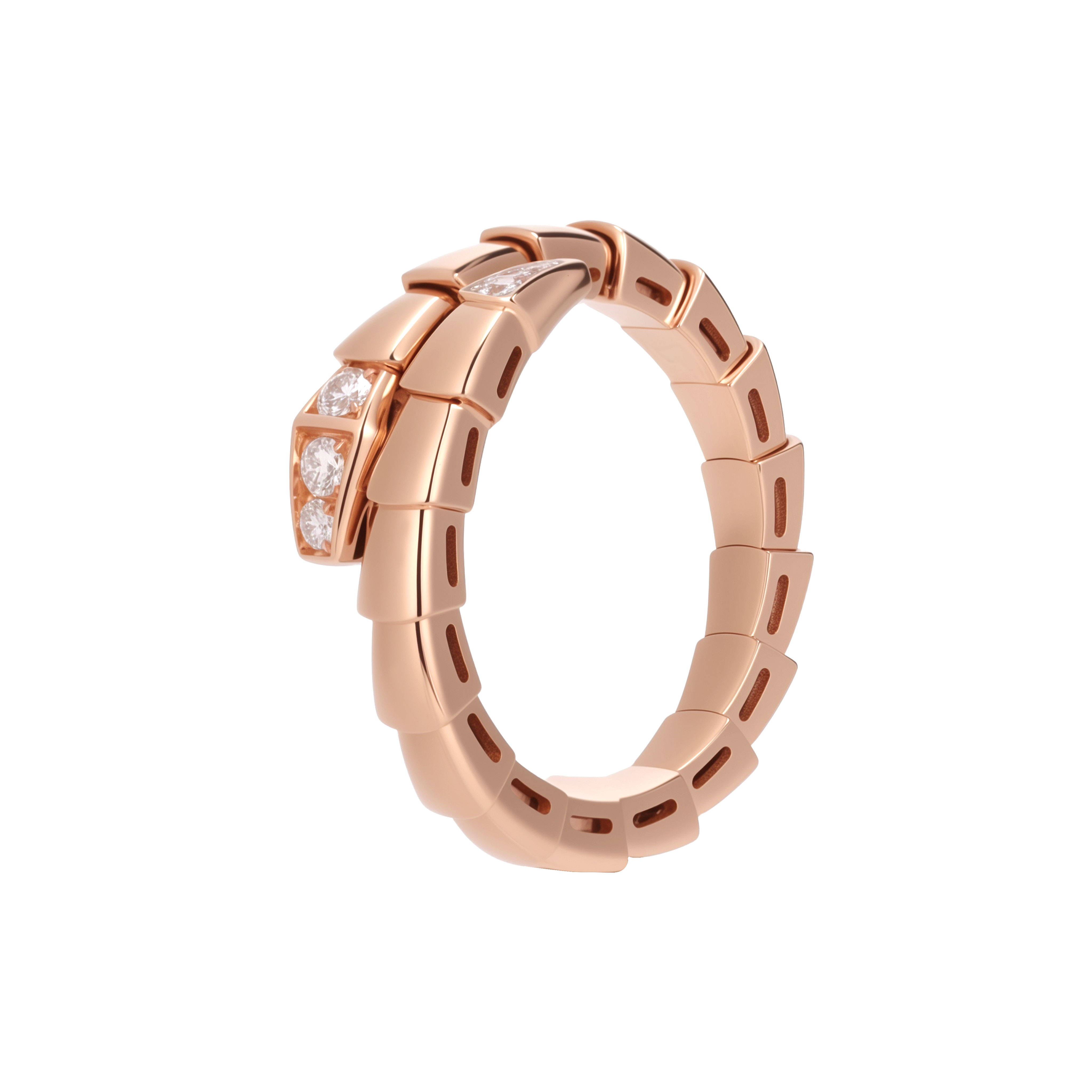 (Women) BVLGARI Serpenti Diamond Ring for Women - Rose Gold Design. AN859914