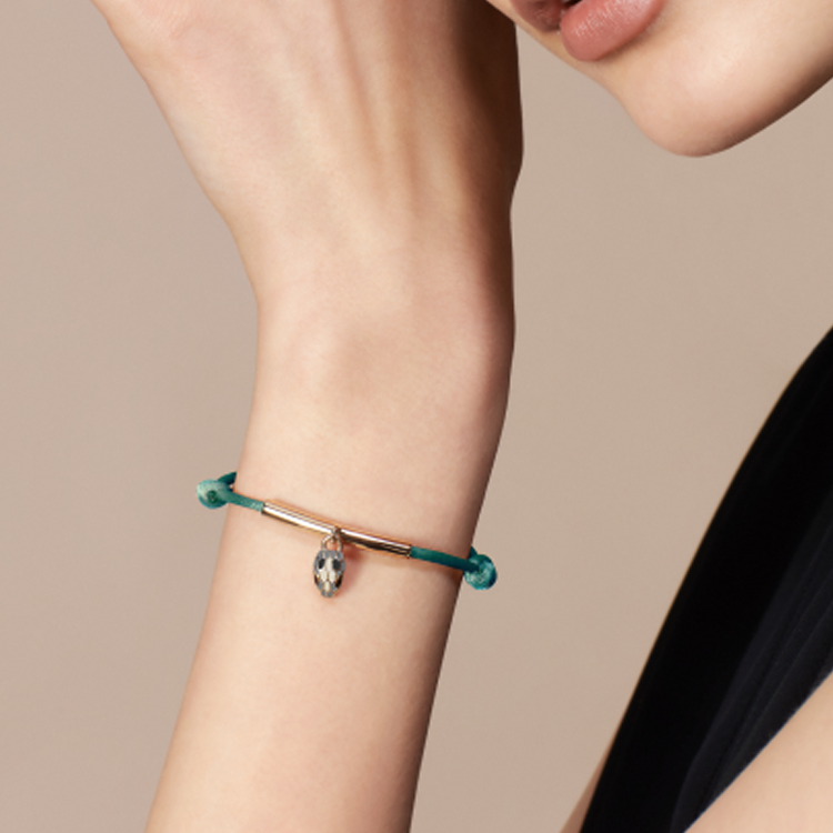 (Women) BVLGARI Serpenti Forever Fabric  Bracelet Green 290991 圖 9