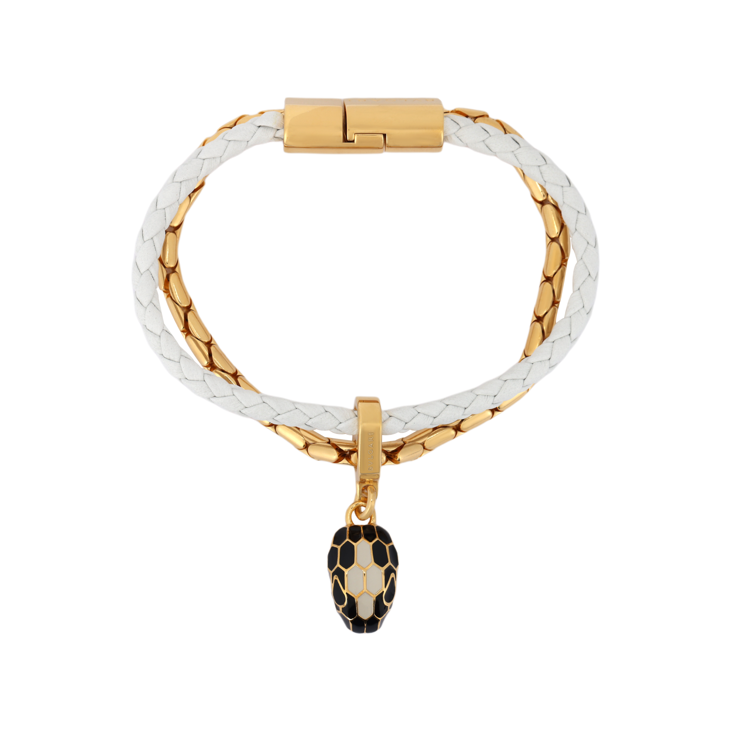 (Women) BVLGARI Serpenti Forever White/Gold Calfskin  Bracelet. 292154
