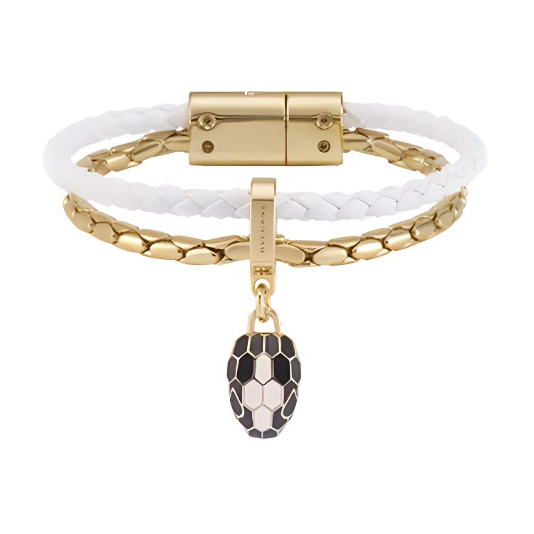 (Women) BVLGARI Serpenti Forever White/Gold Calfskin  Bracelet. 292154 圖 2