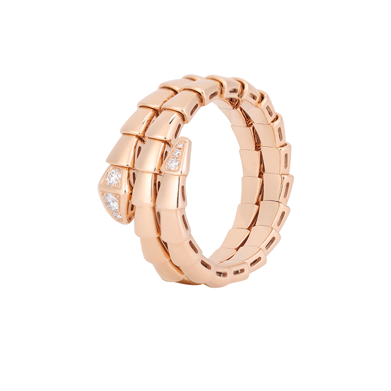 (Women) BVLGARI Serpenti Ring 18K Rose Gold Geometric Design for Women 357873