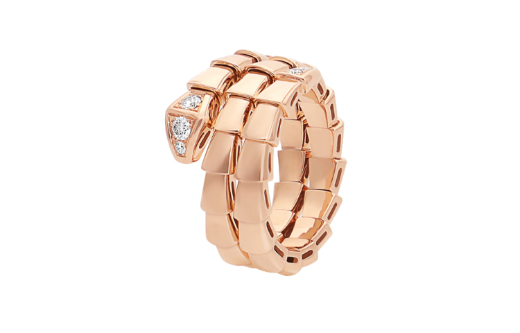 Shop (W) 불가리 세르펜티 링 18K 로즈 골드 여성용 기하학적 디자인 357873