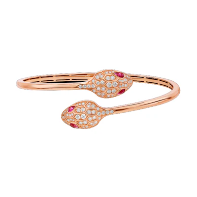 (Women) BVLGARI Serpenti Seduttori 18K Rose Gold Diamond Bracelet Adjustable for Women BR858550