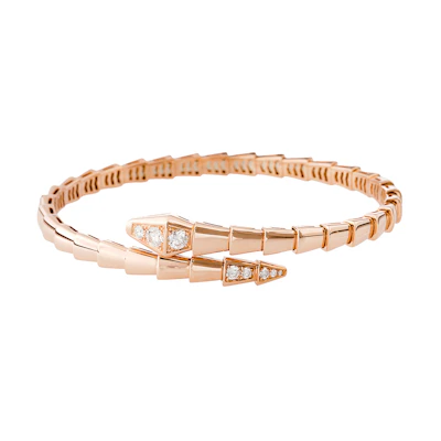 (Women) BVLGARI Serpenti Viper 18K Rose Gold Diamond Bracelet for Women BR858812
