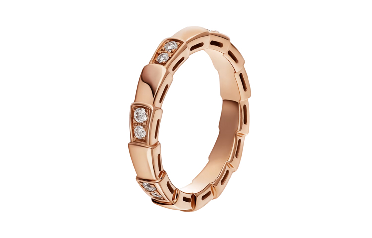Order (W) BVLGARI Serpenti Viper 18K玫瑰金鑽石戒指女款 - 玫瑰金 353265