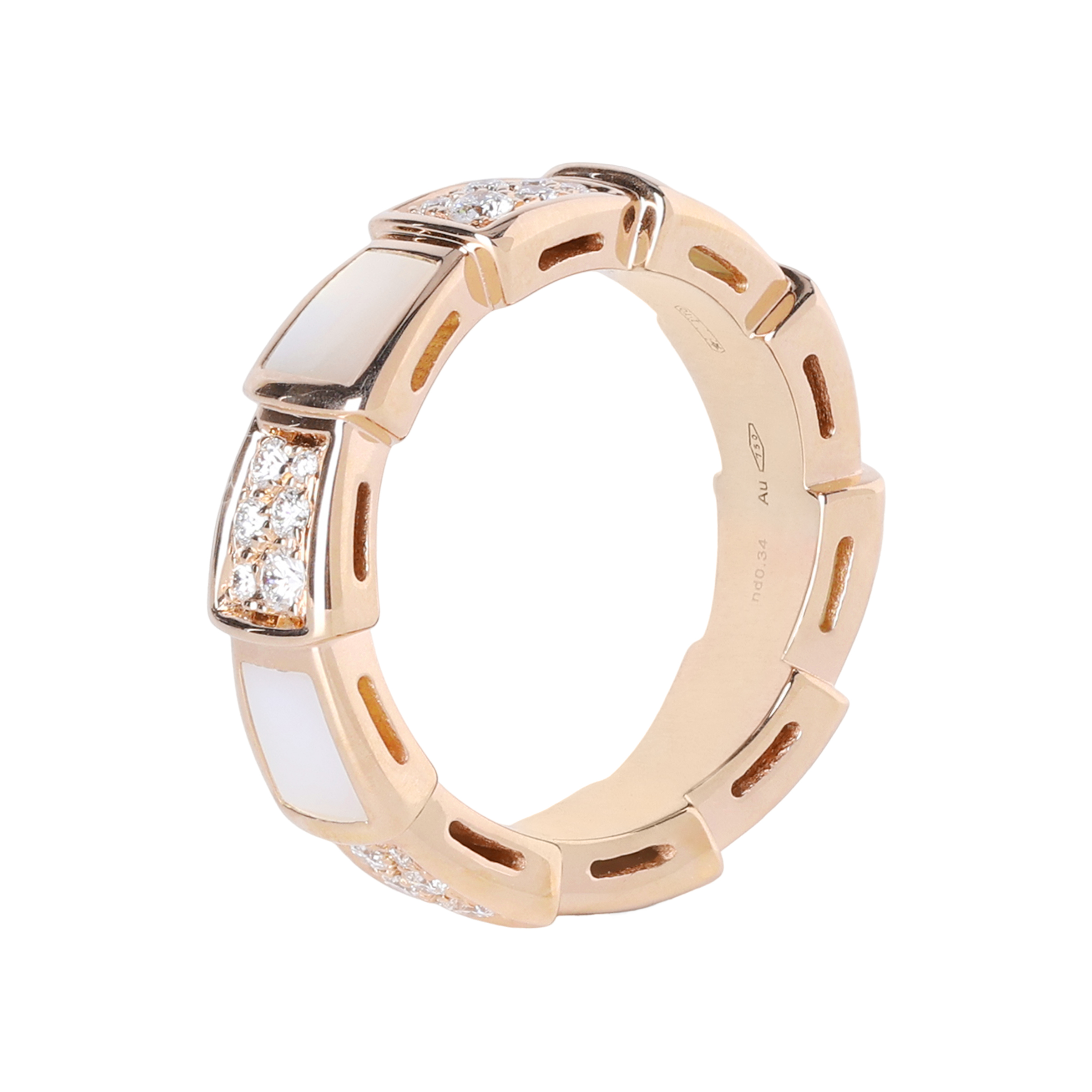 (Women) BVLGARI Serpenti Viper 18K Rose Gold Ring for Women - Elegant and Fashionable. AN858043