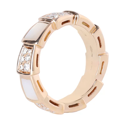 (Women) BVLGARI Serpenti Viper 18K Rose Gold Ring for Women - Elegant and Fashionable. AN858043