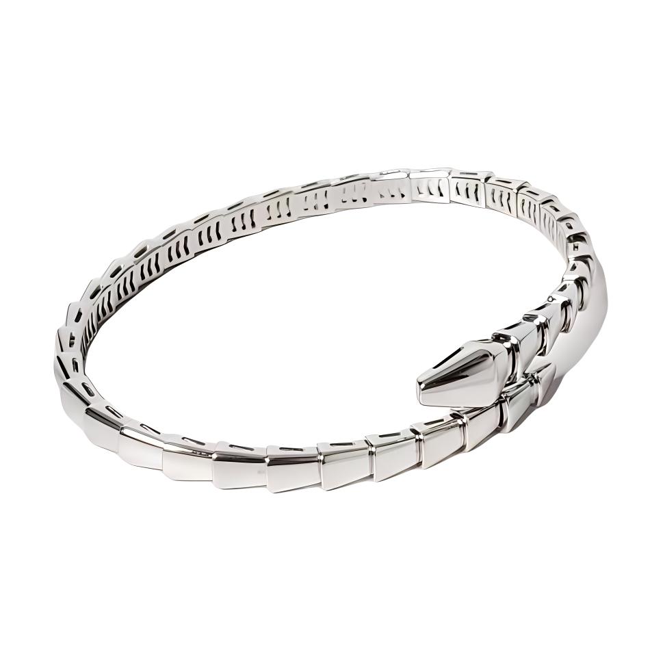 (Women) BVLGARI Serpenti Viper 18k White Gold Snake Bracelet for Women - Silver. BR859769