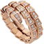 Shop (Women) BVLGARI Serpenti Viper Full Diamond 18K Rose Gold Double Coil Ring for Women. AN858794