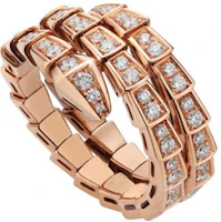 Purchase (W) BVLGARI Serpenti Viper 18K玫瑰金雙圈滿鑽戒指 女款 AN858794