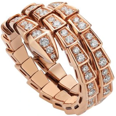 (Women) BVLGARI Serpenti Viper Full Diamond 18K Rose Gold Double Coil Ring for Women. AN858794 Purchase (Women) BVLGARI Serpenti Viper Full Diamond 18K Rose Gold Double Coil Ring for Women. AN858794