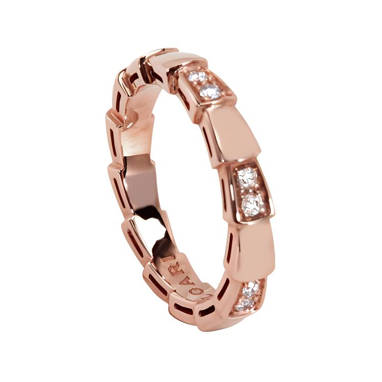 (Women) BVLGARI Serpenti Viper Rose Gold Diamond Ring 18K for Women. AN857896