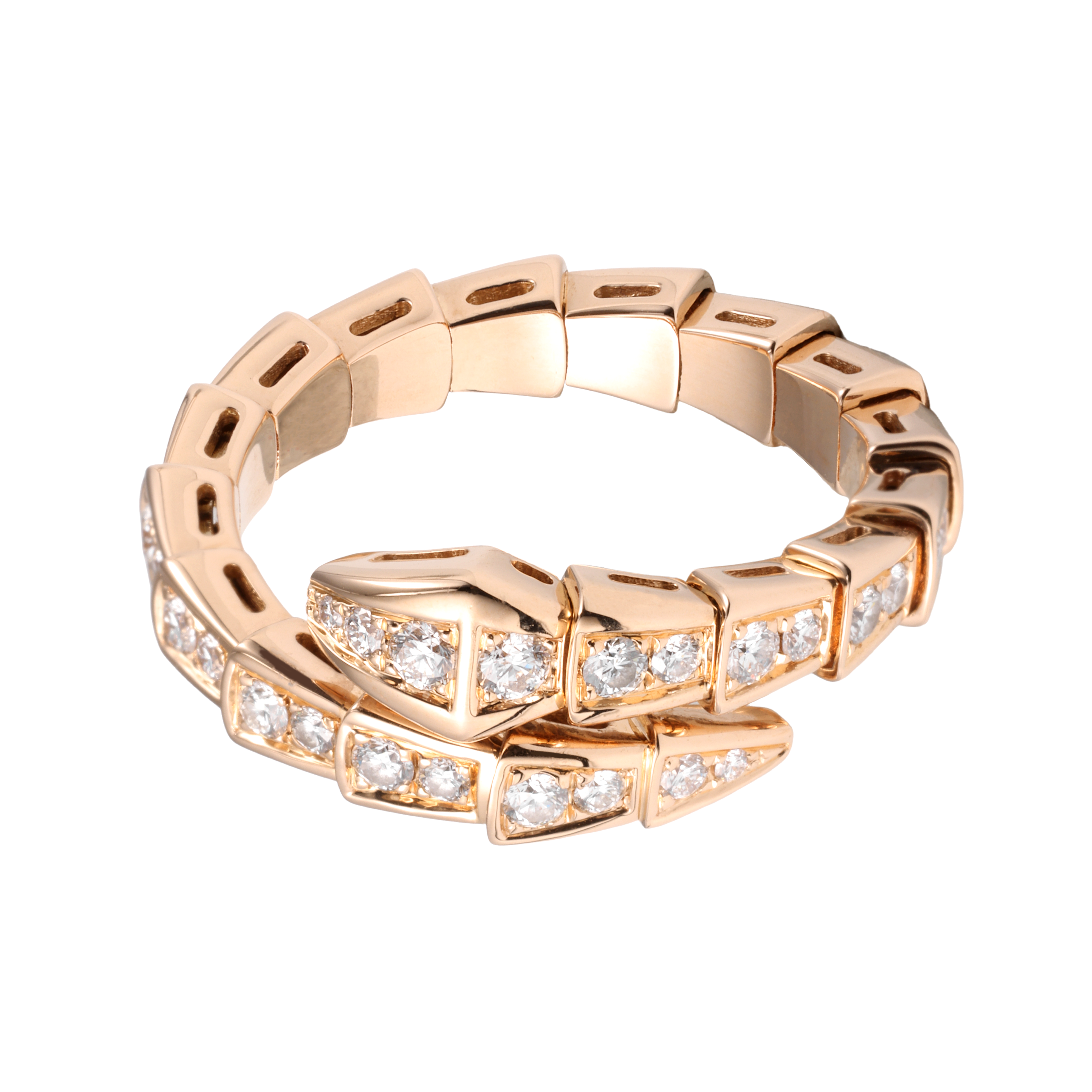 (Women) BVLGARI Serpenti Viper Series 18K Rose Gold Snake Ring for Women Rose Gold. 355974