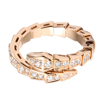 (Women) BVLGARI Serpenti Viper Series 18K Rose Gold Snake Ring for Women Rose Gold. 355974