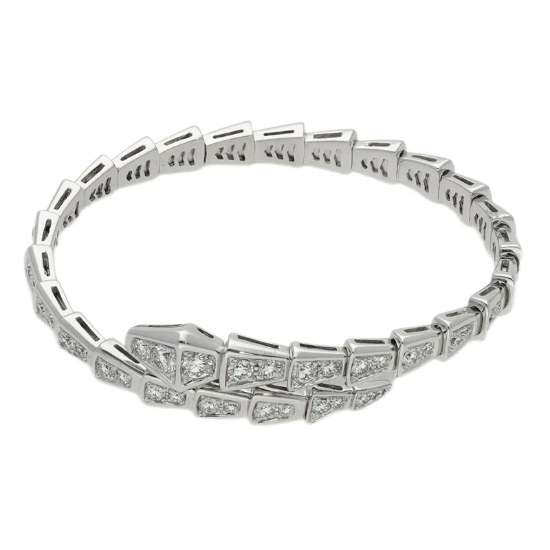 (Women) BVLGARI Serpenti Viper Series 18k White Gold Snake Bracelet for Women. BR857492