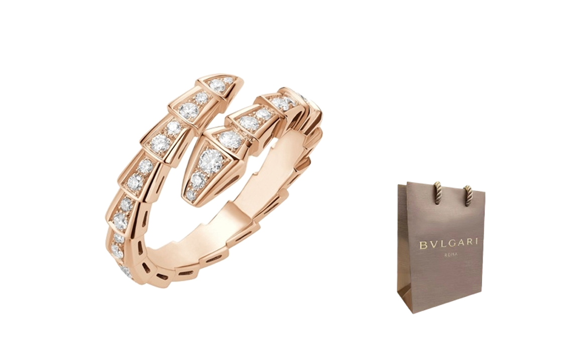 (Women) BVLGARI Serpenti Viper Series Snake-Shaped Gold Ring for Women 355974
