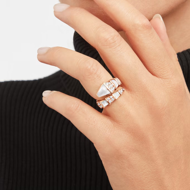 (Women) BVLGARI Serpenti Viper Single Coil Diamond Ring for Women in Rose Gold. 350666 圖 5