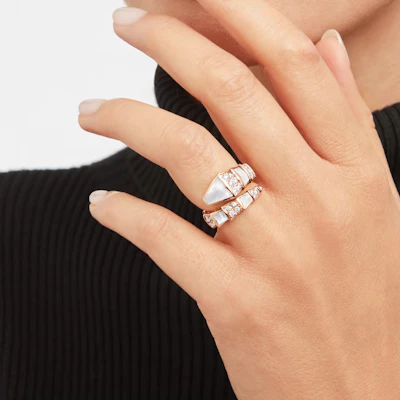 (Women) BVLGARI Serpenti Viper Single Coil Diamond Ring for Women in Rose Gold. 350666 Purchase (Women) BVLGARI Serpenti Viper Single Coil Diamond Ring for Women in Rose Gold. 350666