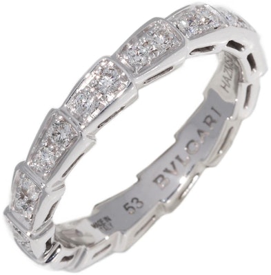 (W) BVLGARI Serpenti Viper纖細滿鑽18K白金戒指銀色 AN856949 Purchase (W) BVLGARI Serpenti Viper纖細滿鑽18K白金戒指銀色 AN856949