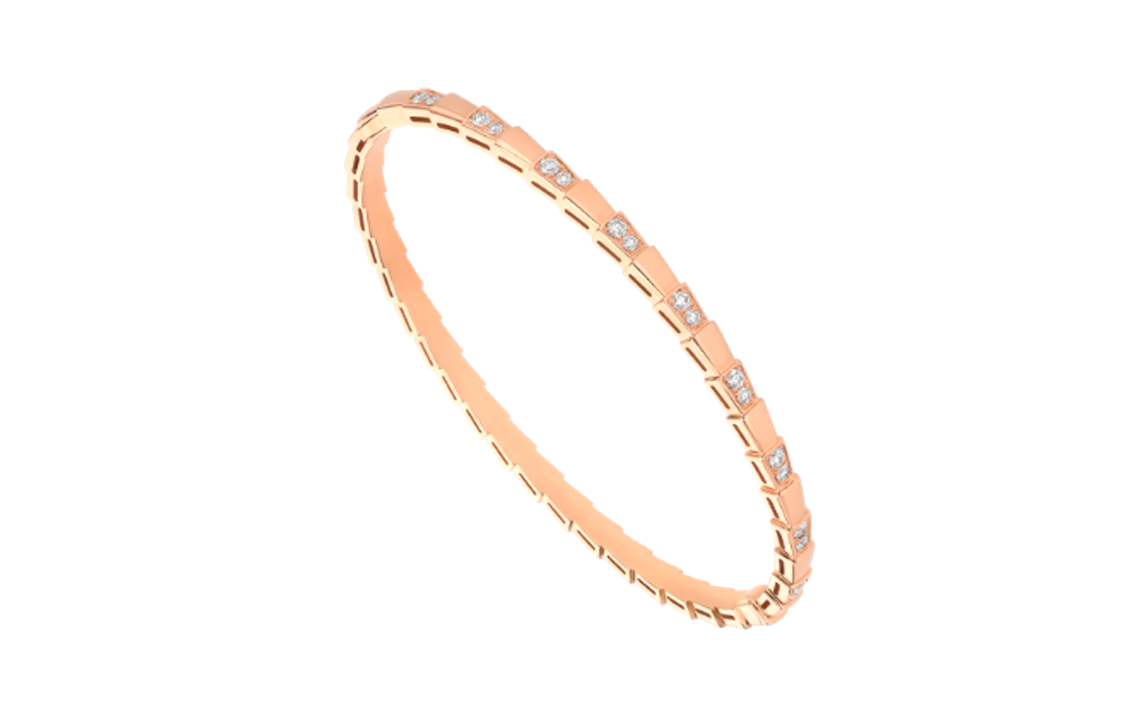 (Women) BVLGARI Snake Scale Design 18k Rose Gold Bangle (Women's, Rose Gold) BR858319