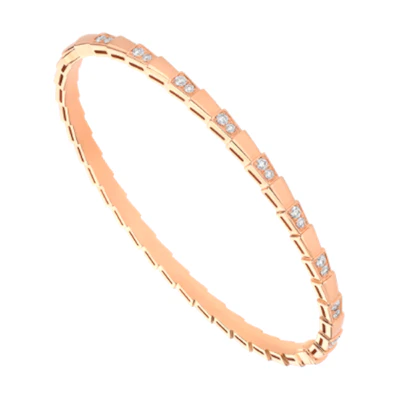 (Women) BVLGARI Snake Scale Design 18k Rose Gold Bangle (Women's, Rose Gold) BR858319