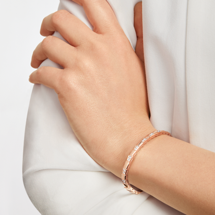(Women) BVLGARI Snake Scale Design 18k Rose Gold Bangle (Women's, Rose Gold) BR858319 圖 4