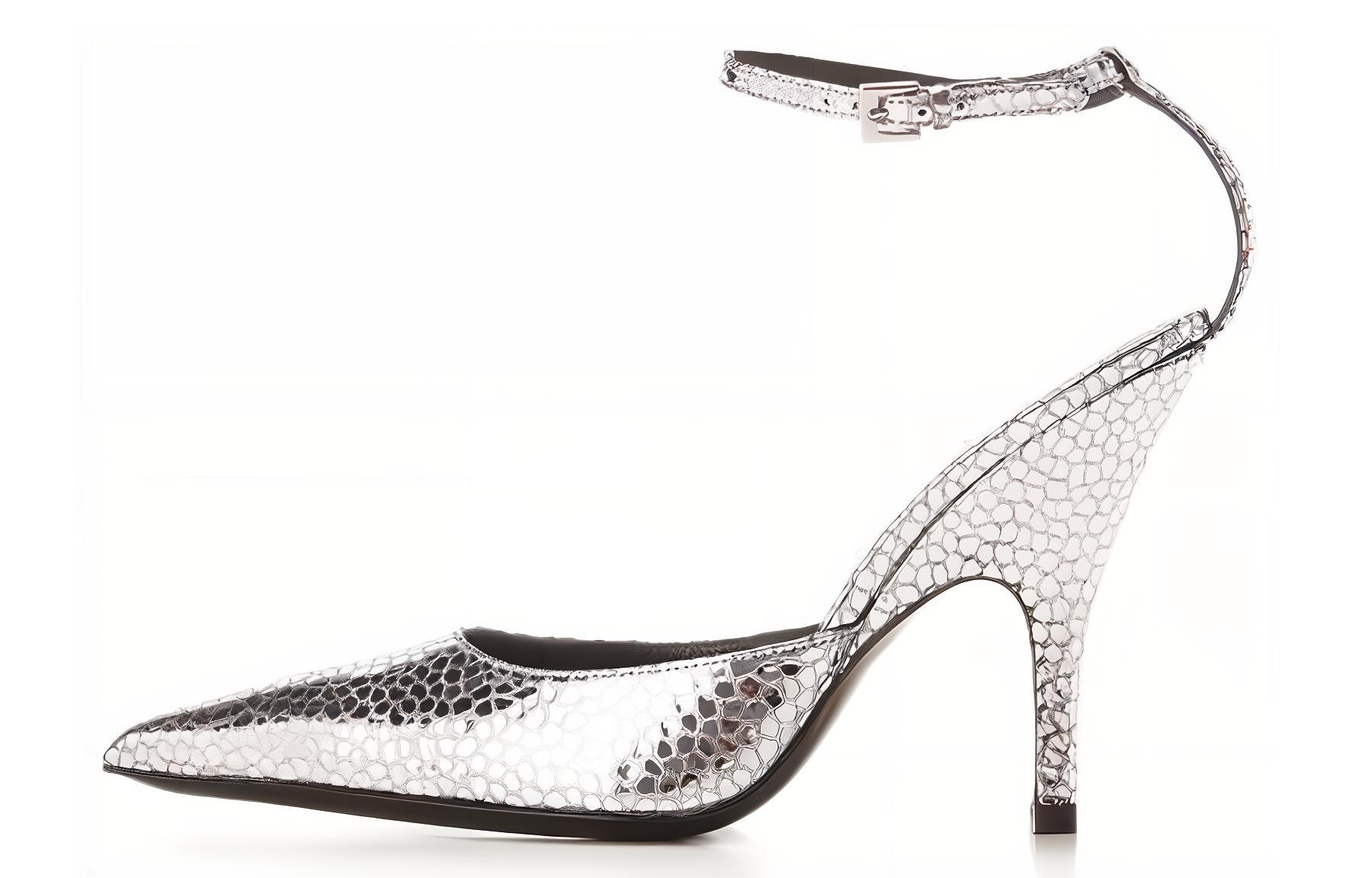 (Women) By Far 11cm 'Silver Buckle Stiletto Fashion Slides' 23CRELZHSVFLGSILVER
