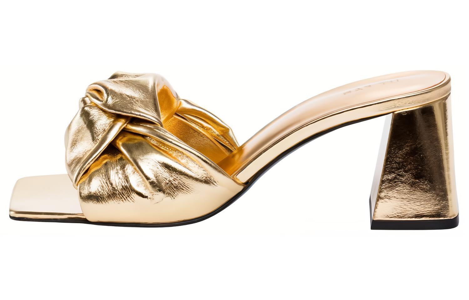 (Women) By Far 7.5cm 'Gold Comfortable Versatile Slide' 23SSLAMAMPCHA