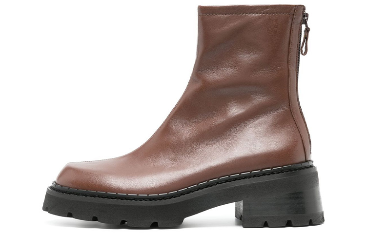 (W) By Far Ankle Boot 'Brown Leather Zip Fashion'