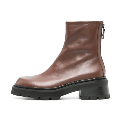 (W) By Far Ankle Boot 'Brown Leather Zip Fashion'