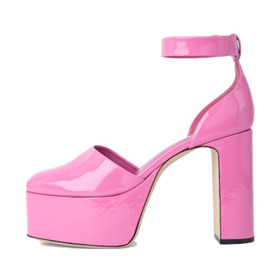 (W) By Far Barb High Heels 12cm 'Elegant Pink Leather Square Heel'