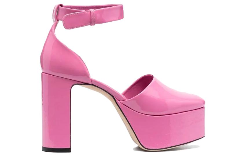 (W) By Far Barb High Heels 12cm 'Elegant Pink Leather Square Heel' 圖 2