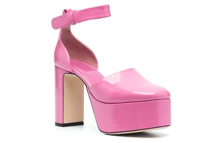 (W) By Far Barb High Heels 12cm 'Elegant Pink Leather Square Heel' 圖 4