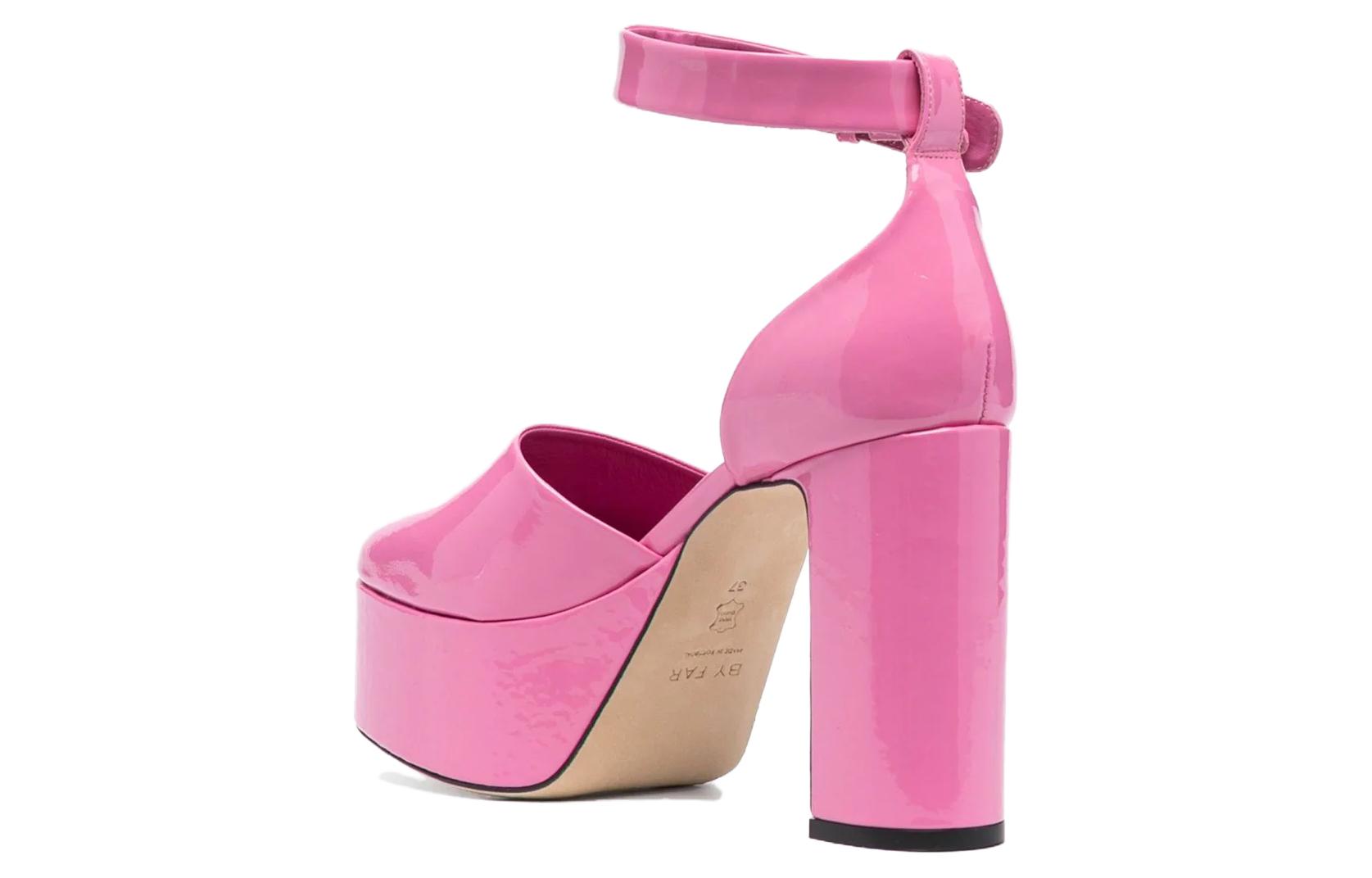 (W) By Far Barb High Heels 12cm 'Elegant Pink Leather Square Heel' 圖 5