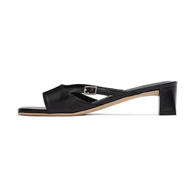 (W) By Far Block Heel Open Toe Sandals 'Simple Casual Black'