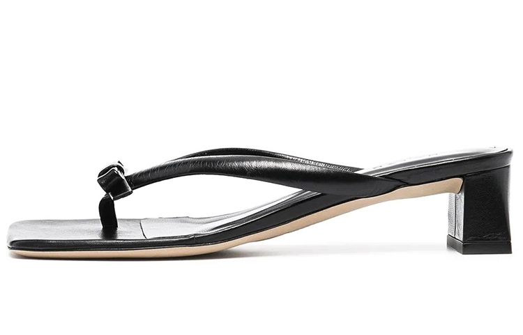 (W) By Far Bow Embellished Low Heel Sandals 'Simplistic Black'