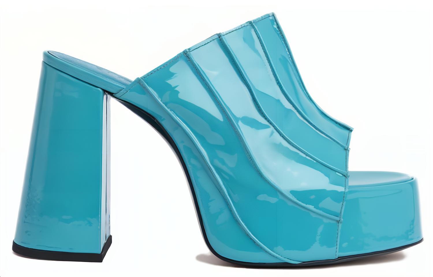 (W) By Far Brad 'Blue Open-Toe Slide' 圖 2