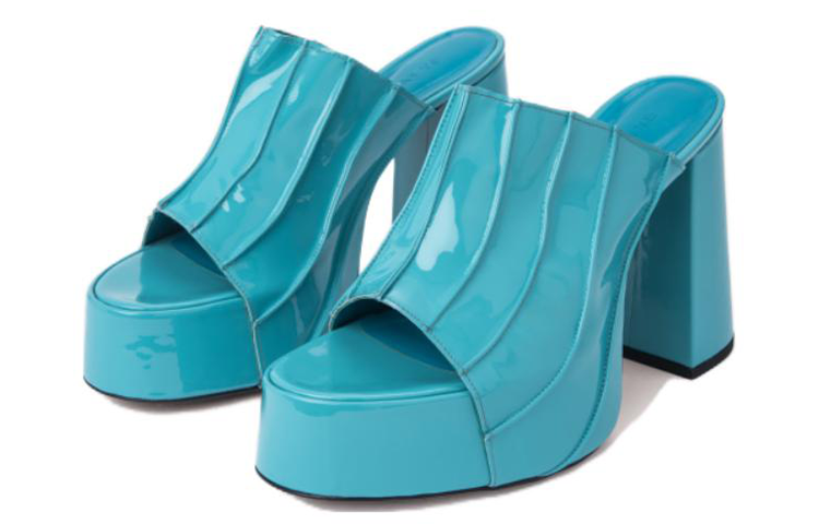 (W) By Far Brad 'Blue Open-Toe Slide' 圖 3