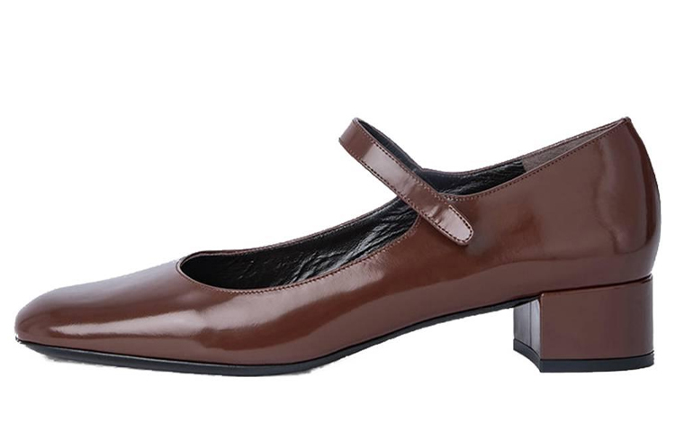 (Women) By Far Brown Leather Buckle High Heels 22PFGINSEQW