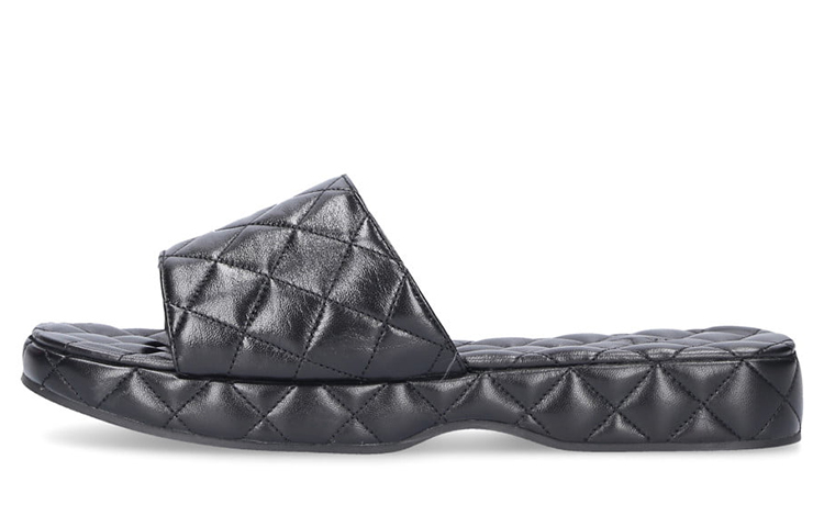 (Women) By Far Calf Leather Peep-Toe Sandals 'Black' 21SSLILOMBLCRE