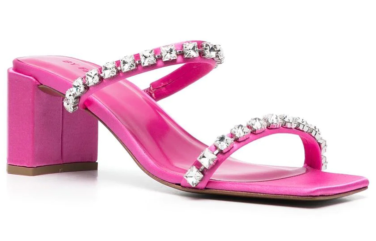 (W) By Far Calfskin Crystal-Embellished Open-Toe 'Fashion Sandals Pink' 圖 2