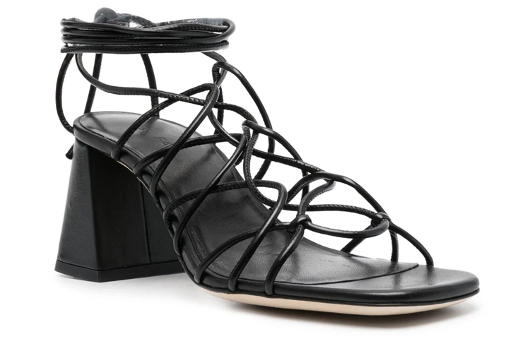 Order (W) By Far Sandal Tumit Sederhana Kulit Anak Lembu 'Black Ribbon' 23SSALESBLNAPBL