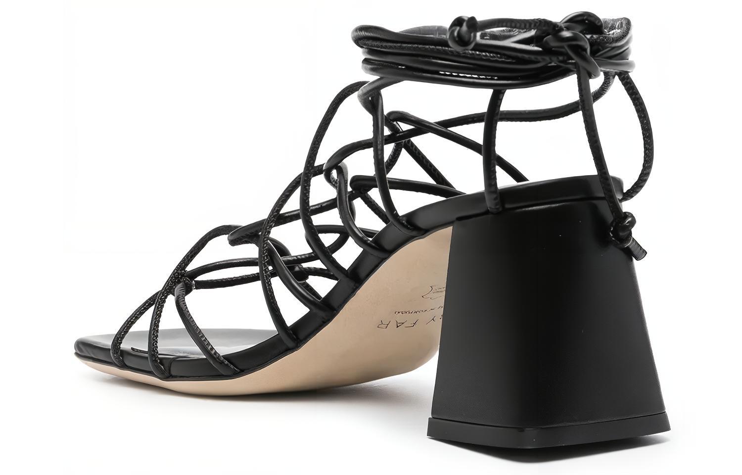 Lookbook (W) By Far Sandal Tumit Sederhana Kulit Anak Lembu 'Black Ribbon' 23SSALESBLNAPBL