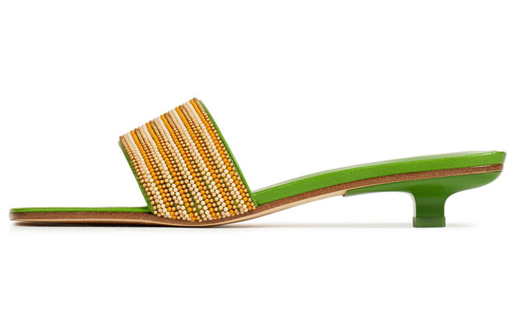 (Women) By Far Ceni Fashion Sandals 'Crystal Embellished Green Leather' 20SSCNISKGL