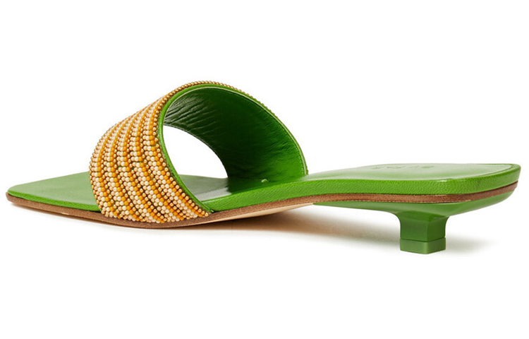 Lookbook (W) Sandalias de Moda By Far Ceni 'Cuero Verde con Cristales Decorativos' 20SSCNISKGL