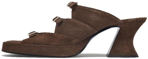 (Women) By Far Chaka 'Brown Buckle Fashion Mule Heels' 21PFCHKWWOU (Women) By Far Chaka 'Brown Buckle Fashion Mule Heels' 21PFCHKWWOU