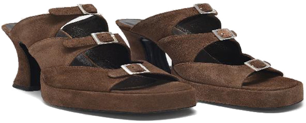 (Women) By Far Chaka 'Brown Buckle Fashion Mule Heels' 21PFCHKWWOU Order (Women) By Far Chaka 'Brown Buckle Fashion Mule Heels' 21PFCHKWWOU