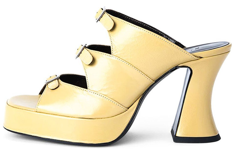 (Women) By Far Chaka 'Elegant Buckle Mule High Heels - Yellow' 21PFCHKWYWCRE